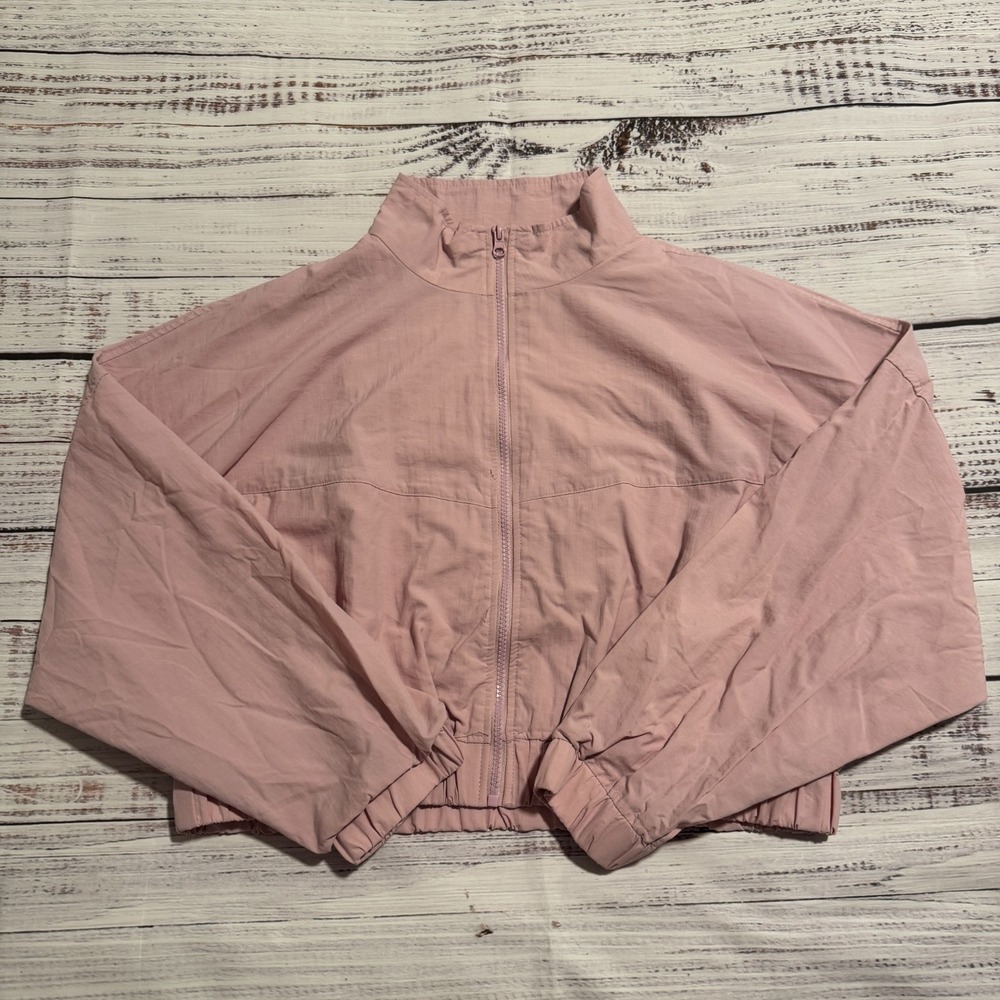 Aeropostale Cropped Full Zip Windbreaker Jacket Pink Women's Size Large‎